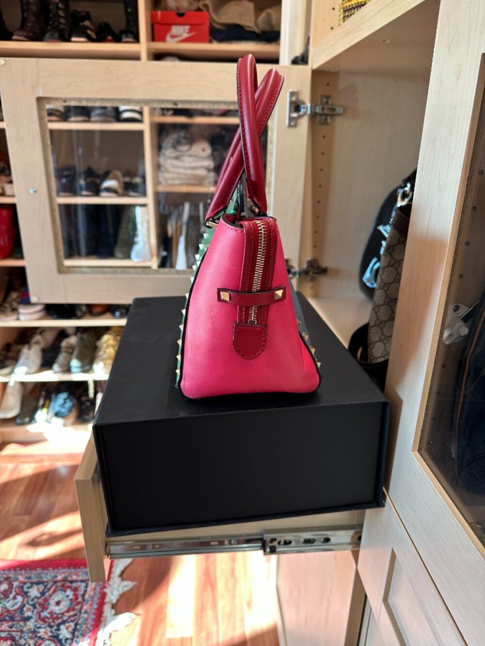 Valentino Color blocked Leather Rockstud Tote - Picture 3 of 8